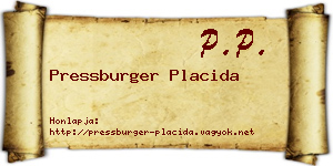 Pressburger Placida névjegykártya